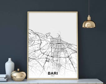 BARI Italy map poster Hometown City Print Modern Home Decor Office Decoration Wall Art Dorm Bedroom Gift