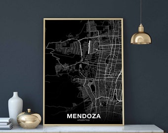 MENDOZA Argentina map poster black white Hometown City Print Modern Home Decor Office Decoration Wall Art Dorm Bedroom Gift
