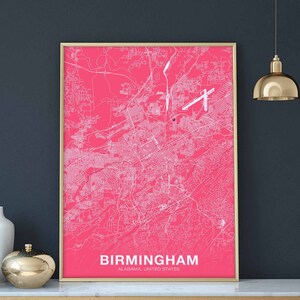 BIRMINGHAM Alabama AL USA poster farbe Hometown City Print Modernes Wohnkultur Büro Dekoration Wand Kunst Wohnheim Schlafzimmer Geschenk