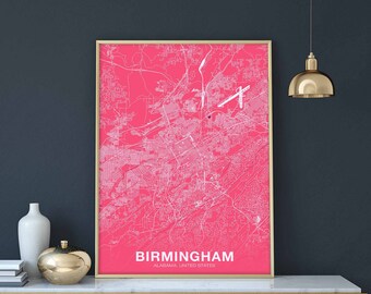 BIRMINGHAM Alabama AL USA poster color Hometown City Print Modern Home Decor Office Decoration Wall Art Dorm Bedroom Gift