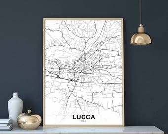 LUCCA Italy map poster Hometown City Print Modern Home Decor Office Decoration Wall Art Dorm Bedroom Gift