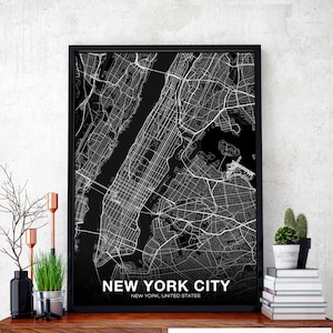 NEW YORK CITY New York ny usa Karte Poster schwarz weiß Hometown City Print Modernes Wohndekor Büro Dekoration Wand Kunst Wohnheim Schlafzimmer Geschenk