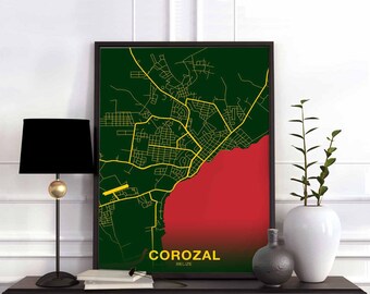 COROZAL Belize poster color Hometown City Print Modern Home Decor Office Decoration Wall Art Dorm Bedroom Gift