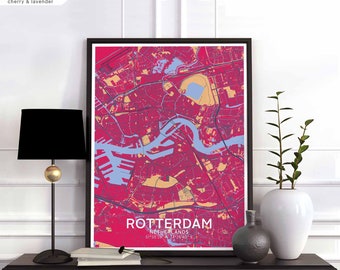 ROTTERDAM Netherlands map poster black white Hometown City Print Modern Home Decor Office Decoration Wall Art Dorm Bedroom Gift