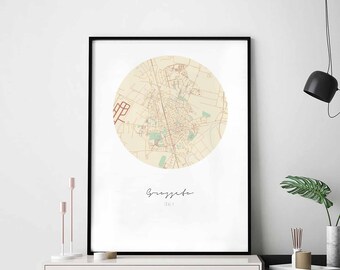 GROSSETO Italy map poster wall decor design modern minimal nordic travel bedroom home art vintage retro dorm nursery housewarming
