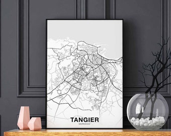 TANGIER Morocco map poster Hometown City Print Modern Home Decor Office Decoration Wall Art Dorm Bedroom Gift
