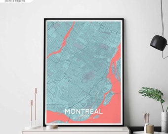 MONTREAL Canada map poster black white Hometown City Print Modern Home Decor Office Decoration Wall Art Dorm Bedroom Gift