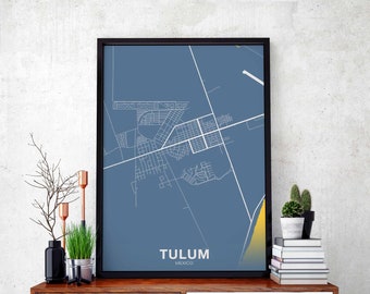 TULUM Mexico map poster color Hometown City Print Modern Home Decor Office Decoration Wall Art Dorm Bedroom Gift