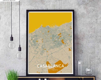 CASABLANCA Morocco map poster black white Hometown City Print Modern Home Decor Office Decoration Wall Art Dorm Bedroom Gift