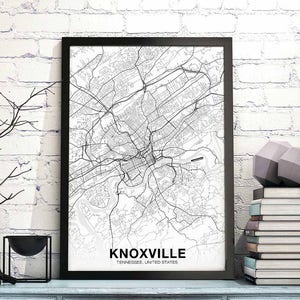 KNOXVILLE Tennessee TN USA map poster black white Hometown City Print Modern Home Decor Office Decoration Wall Art Dorm Bedroom Gift