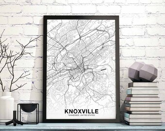 KNOXVILLE Tennessee TN USA map poster black white Hometown City Print Modern Home Decor Office Decoration Wall Art Dorm Bedroom Gift