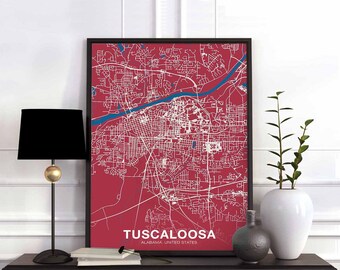 TUSCALOOSA Alabama AL USA poster color Hometown City Print Modern Home Decor Office Decoration Wall Art Dorm Bedroom Gift