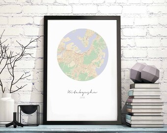 KITAKYUSHU Japan map poster wall decor design modern minimal nordic travel bedroom home art vintage retro dorm nursery housewarming