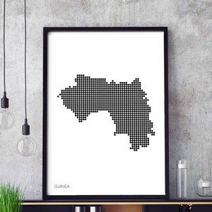 Guinéa retro Landkarte Punkte schwarz weiß Wand Dekor Design modern schweizerisch skandinavisch Einweihungsparty