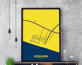 ESSIAMA Ghana map poster color Hometown City Print Modern Home Decor Office Decoration Wall Art Dorm Bedroom Gift