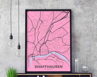 SHAFFHAUSEN Switzerland poster color Hometown City Print Modern Home Decor Office Decoration Wall Art Dorm Bedroom Gift