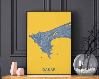 DAKAR Senegal poster color Hometown City Print Modern Home Decor Office Decoration Wall Art Dorm Bedroom Gift