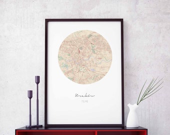 KRAKOW Poland map poster wall decor design modern minimal nordic travel bedroom home art vintage retro dorm nursery housewarming
