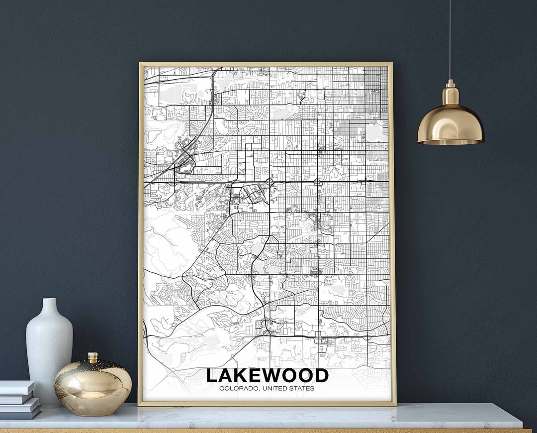 LAKEWOOD Colorado CO USA Map Poster Black White Hometown City Print ...