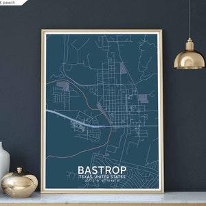 BASTOP Texas USA carte affiche noir blanc ville natale ville impression moderne décor à la maison bureau décoration mur art dortoir chambre cadeau
