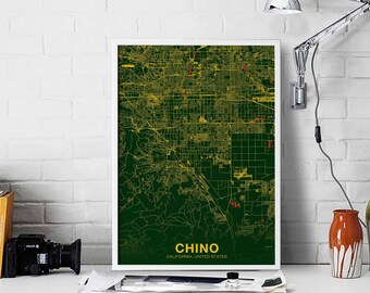 CHINO California CA USA poster color Hometown City Print Modern Home Decor Office Decoration Wall Art Dorm Bedroom Gift
