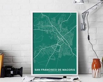 SAN FRANCISCO De MACORIS Dominican poster color Hometown City Print Modern Home Decor Office Decoration Wall Art Dorm Bedroom Gift