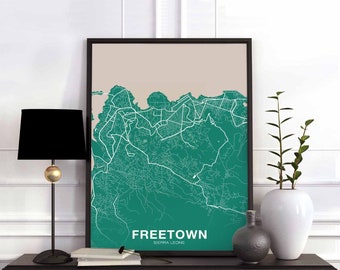 FREETOWN Sierra Leone map poster color Hometown City Print Modern Home Decor Office Decoration Wall Art Dorm Bedroom Gift