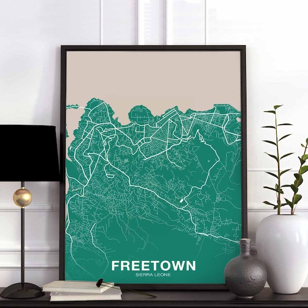 FREETOWN Sierra Leone map poster color Hometown City Print Modern Home Decor Office Decoration Wall Art Dorm Bedroom Gift