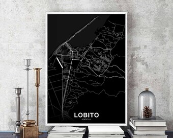LOBITO Angola map poster black white Hometown City Print Modern Home Decor Office Decoration Wall Art Dorm Bedroom Gift