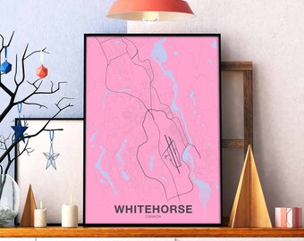 WHITEHORSE Canada map poster color Hometown City Print Modern Home Decor Office Decoration Wall Art Dorm Bedroom Gift