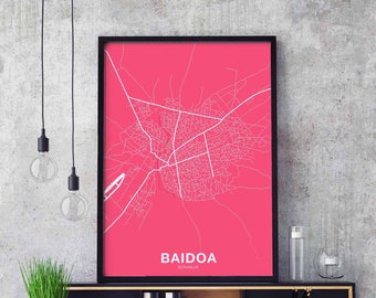 BAIDOA Somalia map poster color Hometown City Print Modern Home Decor Office Decoration Wall Art Dorm Bedroom Gift
