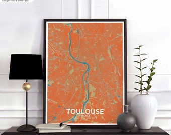 TOULOUSE France map poster black white Hometown City Print Modern Home Decor Office Decoration Wall Art Dorm Bedroom Gift