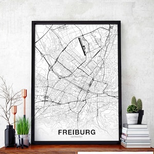 FREIBURG Deutschland Karte Poster Poster Heimatstadt Stadt Print Modernes Wohnkultur Büro Dekoration Wand Kunst Wohnheim Schlafzimmer Geschenk