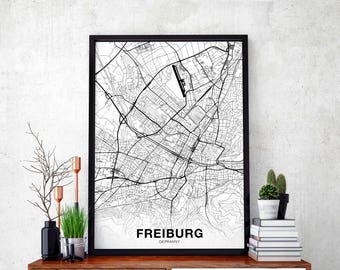FREIBURG Germany map poster Hometown City Print Modern Home Decor Office Decoration Wall Art Dorm Bedroom Gift