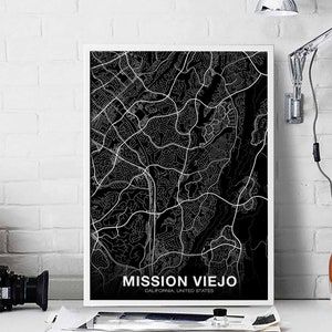 Mission VIEJO California CA usa Karte Poster schwarz weiß Hometown City Print Modernes Wohndekor Büro Dekoration Wand Kunst Wohnheim Schlafzimmer Geschenk