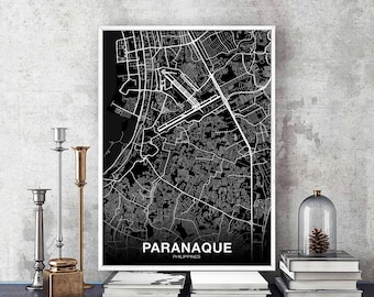PARANAQUE Philippines map poster black white Hometown City Print Modern Home Decor Office Decoration Wall Art Dorm Bedroom Gift
