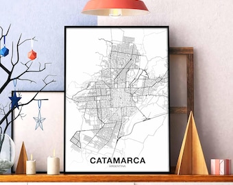 CATAMARCA San Fernando Argentina map poster black white Hometown City Print Modern Home Decor Office Decoration Wall Art Dorm Bedroom Gift