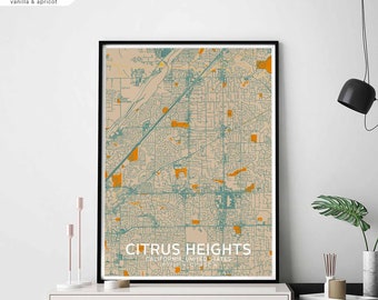 CITRUS HEIGHTS California USA map poster black white Hometown City Print Modern Home Decor Office Decoration Wall Art Dorm Bedroom Gift