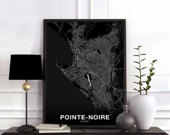 POINTE-NOIRE Congo map poster black white Hometown City Print Modern Home Decor Office Decoration Wall Art Dorm Bedroom Gift