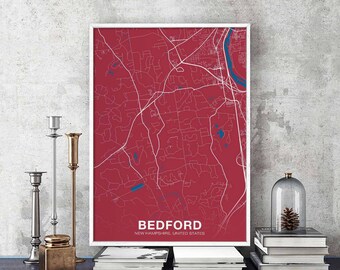 BEDFORD New Hampshire NH USA poster color Hometown City Print Modern Home Decor Office Decoration Wall Art Dorm Bedroom Gift