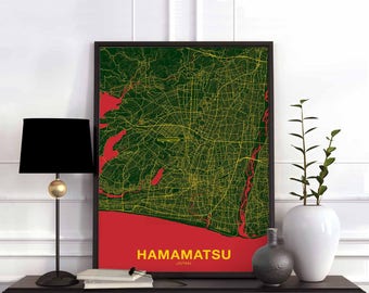HAMAMATSU Japan map poster color Hometown City Print Modern Home Decor Office Decoration Wall Art Dorm Bedroom Gift