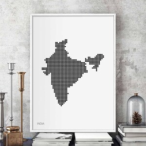 INDIA minimal dots retro Landkarte schwarz weiß Wand Dekor Design modern schweizerisch skandinavisch chic elegant elegant elegant elegant Geschenk