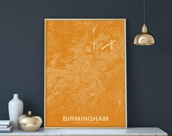 BIRMINGHAM Alabama AL USA poster color Hometown City Print Modern Home Decor Office Decoration Wall Art Dorm Bedroom Gift