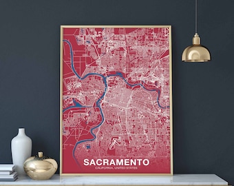SACRAMENTO California CA USA poster color Hometown City Print Modern Home Decor Office Decoration Wall Art Dorm Bedroom Gift