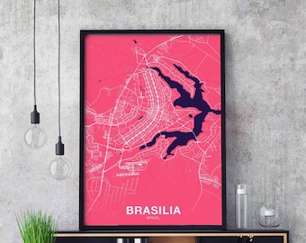 BRASILIA Brazil poster color Hometown City Print Modern Home Decor Office Decoration Wall Art Dorm Bedroom Gift