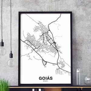 Póster con mapa de GOIAS, Brasil, ciudad natal, impresión moderna, decoración del hogar, decoración de la oficina, arte de pared, dormitorio, regalo