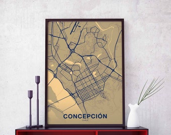 CONCEPCION Chile map poster color Hometown City Print Modern Home Decor Office Decoration Wall Art Dorm Bedroom Gift