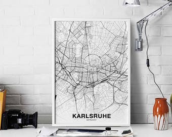 KARLSRUHE Germany map poster Hometown City Print Modern Home Decor Office Decoration Wall Art Dorm Bedroom Gift