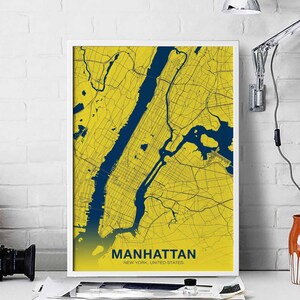 MANHATTAN New York USA carte affiche couleur ville natale ville impression moderne décoration maison bureau décoration mur art dortoir chambre cadeau COLOGNE