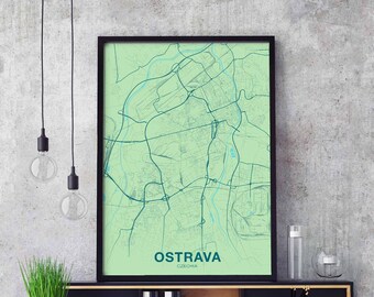 OSTRAVA Czechia poster color Hometown City Print Modern Home Decor Office Decoration Wall Art Dorm Bedroom Gift